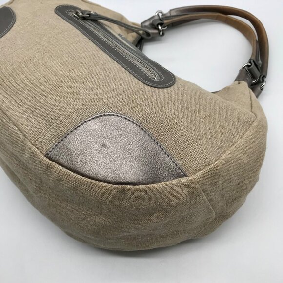 Kate Spade Silver and Beige Linen Hobo Bag - Picture 8 of 12